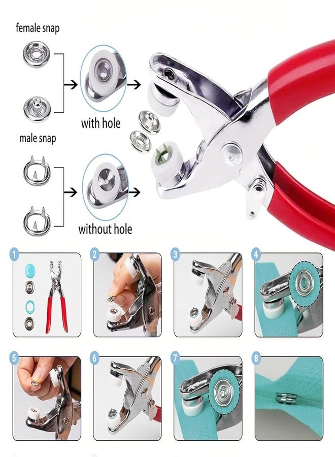 MARMIX Premium Snap Buttons Kit - 100 Sets 9.5mm Metal Snap Fasteners with Hand Pliers Tool, Five-Claw Copper Press Studs in Prong Ring Buttons Set 10 Colors for Sewing, DIY Crafts, Baby Clothes, Hats, Bibs (Multicolor) - Image 3
